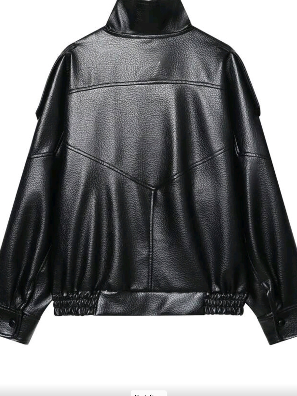 Black Faux Leather High-Neck Jacket - Women's Coat - Picture 6 of 9